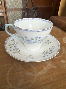 Vintage Shelley England BLUE ROCK Flat Cup & Saucer RARE! - Picture 1 of 6