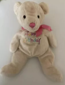 Dan Dee Buon Compleanno Orsacchiotto Peluche Peluche Peluche Giocattolo Morbido 15” Fiocco Rosa - Foto 1 di 7