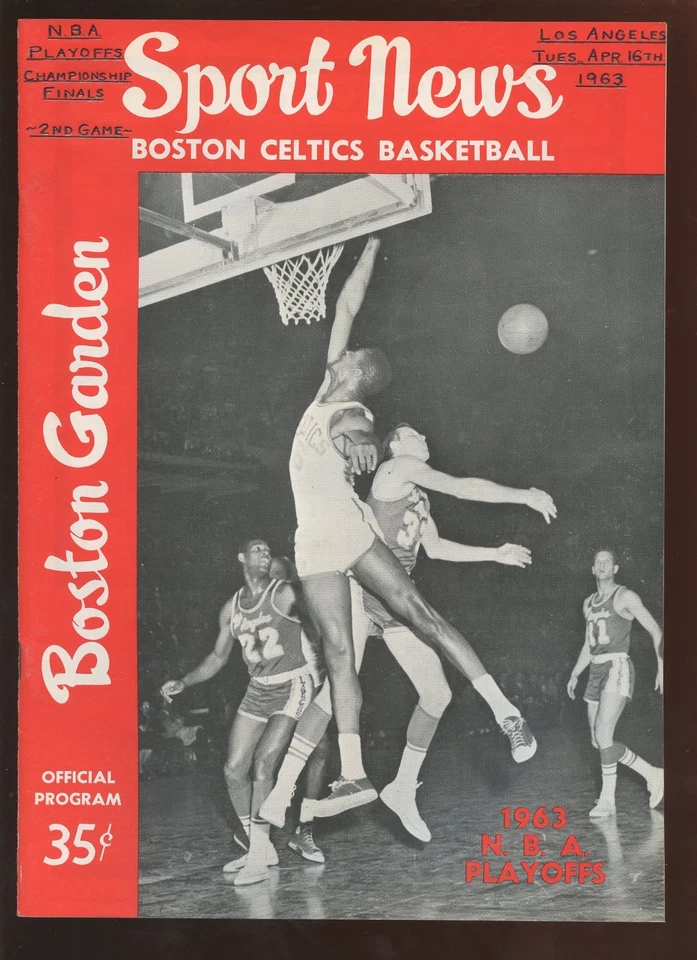 April 16 1963 NBA Finals Program Game 2 Los Angeles Lakers at Boston Celtics - Image 1 of 1