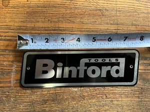 8" LARGE METAL BINFORD TOOLS TOOL BOX TAG ALUMINUM NAMEPLATE - Picture 1 of 3