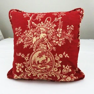 Throw Pillow Cover 22 x 22 Waverly Red Toile Square Cording Cushion Shams Case - Picture 1 of 3
