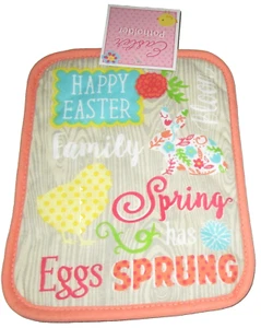 EASTER POTHOLDER ~ 7" X 9" ~ HAPPY EASTER/SPRING HAS SPRUNG - Picture 1 of 1
