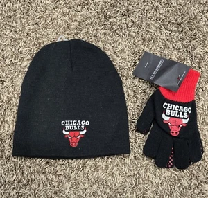 NBA Chicago Bulls Basketball Beanie Mütze und Handschuhe Neu mit Etikett - Bild 1 von 2