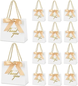 20PCS Small Thank You Gift Bags with Handles 5.5''X 2.5''X 4.7'' Mini Paper Gift - Picture 1 of 11