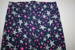 New OshKosh Girls 7 year Leggings Navy Blue Glitter Silver Stars & Neon Pink - Picture 1 of 2