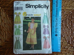 Simplicity Muster 7982 Größe BB 12-16 Mädchen Kleid ungeschnitten 1997 Puffärmel - Bild 1 von 5