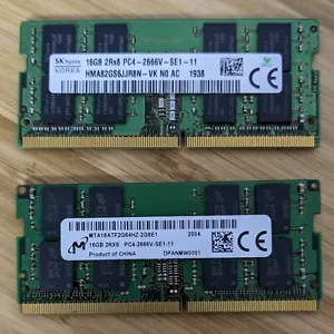 RAM 32GB (16GBx2) DDR4 PC4-2666V SODIMM Laptop Memory - TESTED - Picture 1 of 1