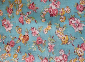 Vintage Flour Sack Fabric pink yellow aqua unopened - Bild 1 von 11