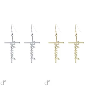 Pendientes en forma de cruz "Benditos" en plata u oro - Benditos (0,63x1,5 pulgadas) - Imagen 1 de 6