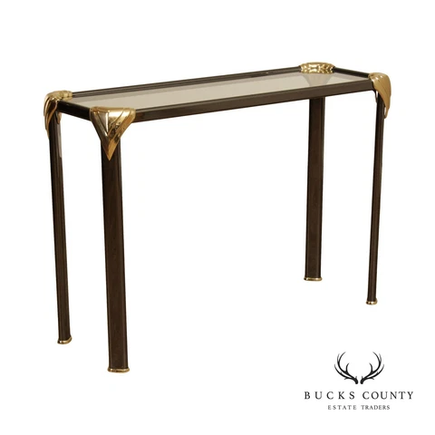 Hollywood Regency Brass & Glass Console Table Cover