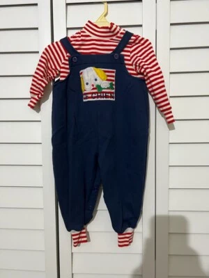 Vintage Baby Boy Outfit Jumper & Turtleneck Set -Snaps-  18M - Image 1 of 4