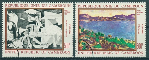 Cameroon 1981 CTO Art Stamps Paintings Pablo Picasso Guernica Cezanne 2v Set Cover