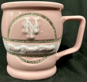 Taza de té de café oficial de los Mets de Nueva York MLB Encore 12 oz con logotipo elevado 2009 rosa - Imagen 1 de 4