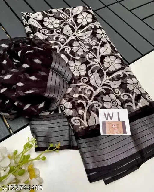 Women's  Chiffon Printed Saree with Running Blouse - Image 1 of 1