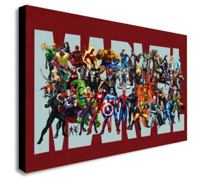 Superheros Logo - Canvas Wall Art Framed Print - Various Sizes - Image 1 of 3