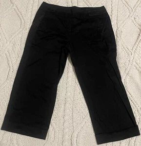 Sharagano Capri Pants Mid Rise Size 10 Black with Dotted Line Pattern 13715 - Picture 1 of 12