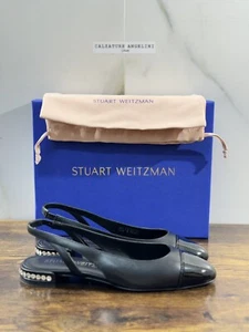 stuart weitzman Crystal Sling Back Nera Pelle Luxury Woman Shoes 39 - Foto 1 di 7