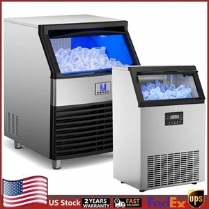Commercial Ice Maker Machine Countertop Ice Maker w/ Large Storage Bin Full Cube - Picture 1 of 32
