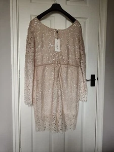 Club London A-Linien-Kleid hautfarben Spitzenstil Größe 20 neu mit Etikett - Bild 1 von 5
