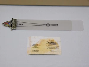 Vtg BORTOLETTI Bookmark Murrina Glass Bronze Made in Vanezia Italy NEW in Box - Imagen 1 de 8