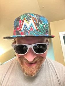 Miami Marlins Hat New Era 9 Fifty Strap back RARE Slick Floral Print - Picture 1 of 4