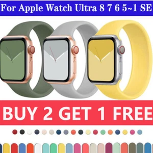 Silicone Solo Strap Watch Band For Apple Watch Ultra Series 8 7 6 5 SE 49mm - Foto 1 di 37