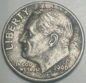 1996 D MM, Die Clash Error Roosevelt Dime Coin,Free Shipping!!! - Picture 1 of 7
