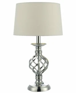 DAR Lighting Touch Table Lamp Polished Chrome Twist Cage Base inc Shade RRP £52 - Picture 1 of 3