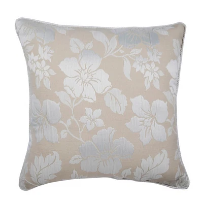 Funda Almohada Decorativa Beige, Cojín Seda 16"x16" - Floral Dama Foto 1 de 3
