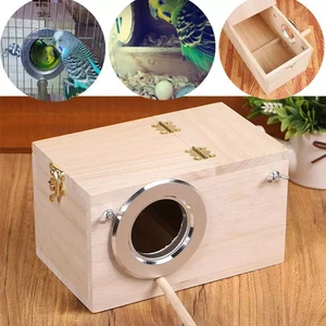 Parakeet Nest Box Bird Nesting House Parrot Breeding Mating Box Natural Wood ∂ - Picture 1 of 13