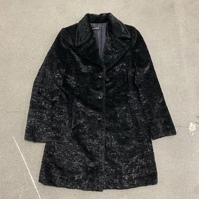 Винтажный Bebe меха пальто женщин большой черный Y2K - Изображение 1 из 4