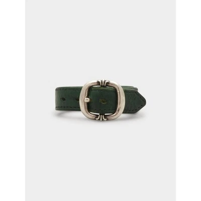 Pulsera de pistolero de cuero verde corazones cromados Foto 1 de 4