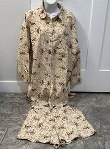 vtg Victoria Secret 100% Cotton Lightweight 2 Piece Pajamas M Floral Cottagcore - Picture 1 of 10