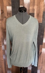 Banana Republic Luxury Blend L Silk Cotton V-Neck Sweater Gray Green Soft Knit - Picture 1 of 18