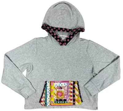 Moletom J.Crew x Flowray cinza com capuz acabamento floral bolso tamanho G - Imagem 1 de 4