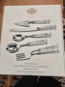 VERSAILLES 5 PIECE Silver SERVING SET MADE OUT OF 24% LEAD CRYSTAL by Godinger - Picture 1 of 2
