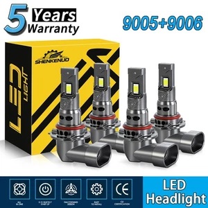 9005+9006 Combo 4 LED Headlight Kit Bulbs High Low Beam Bright White 18000LM - Picture 1 of 12