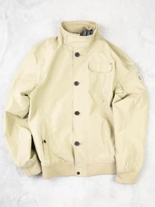 Timberland Bomber Waterproof Jacket Mens Large Y2K Full Zip Windbreaker Beige - Picture 1 of 11