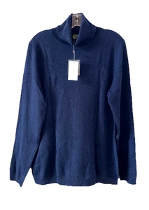 CHARTER CLUB Size XL 100% Cashmere 2-Ply Turtleneck Sweater NWT Navy Blue C92 - Picture 1 of 6