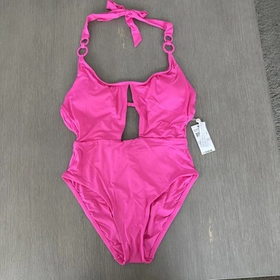 Trina Turk Monaco O-Ring Halter One Piece Swimsuit in Rose Pink NWT $162 - Изображение 1 из 4