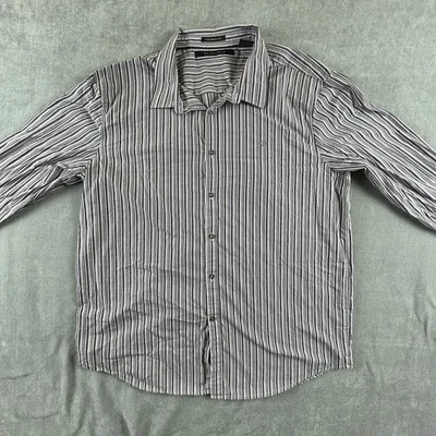 Camisa Sean John Para Hombres 4XL Púrpura Gris Ajuste A Medida Manga Larga Rayas Abotonada Foto 1 de 4