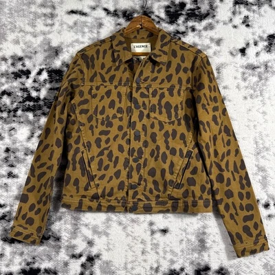 L'Agence Animal Celine Jean Jacket Womens Medium Brown Spotted Animal Moto - Image 1 of 4