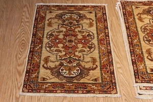 2' x 3' Handmade Floral Design made out of natural wool natural dyes throw rug - Picture 1 of 11
