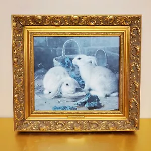 Vintage Alfred Barber Bunnies Meal 1 Giclee On Canvas Gold Frame - H A DeNunzio - Picture 1 of 10