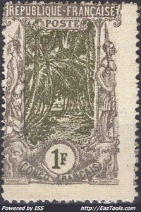 CONGO 1Fr GRIS ET BRUN OLIVE N° 39 NEUF SANS GOMME - Picture 1 of 2