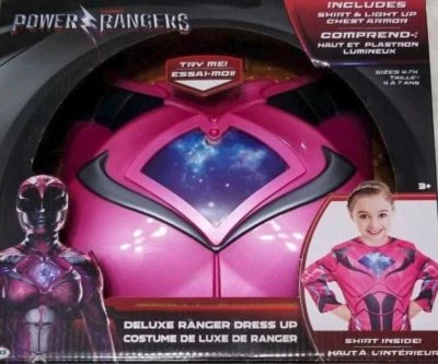Nueva Camisa de Vestir Power Rangers Deluxe y Armadura de Pecho Iluminada ROSA talla 4-7X Foto 1 de 4