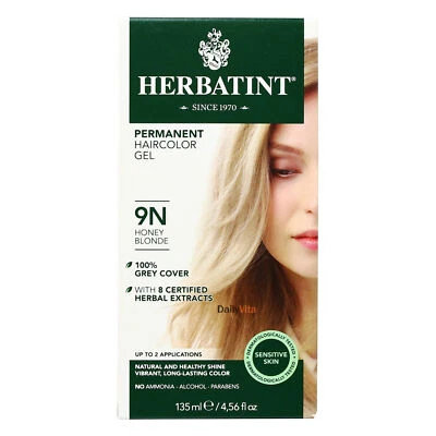 Gel de color de cabello herbal permanente Herbatint 9N rubio miel 4,56 onzas Foto 1 de 3
