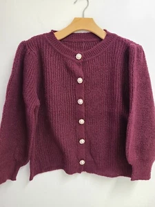 Women's Casual Wine Long Sleeves Cable Knit sweater ,Size S - Picture 1 of 2
