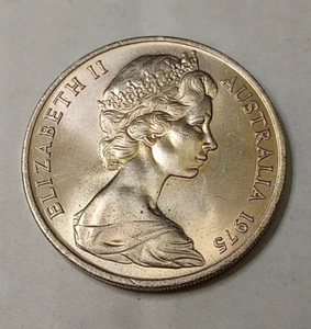 1975 Australia 20 Cent Coin Queen Elizabeth II Platypus Uncir Royal Mint - Picture 1 of 4