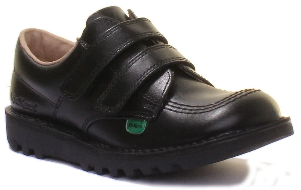 Kickers Junior Low 2 Touch Twin Vel Leather School Shoes In Black Size US 1 - 14 - Image 1 of 4